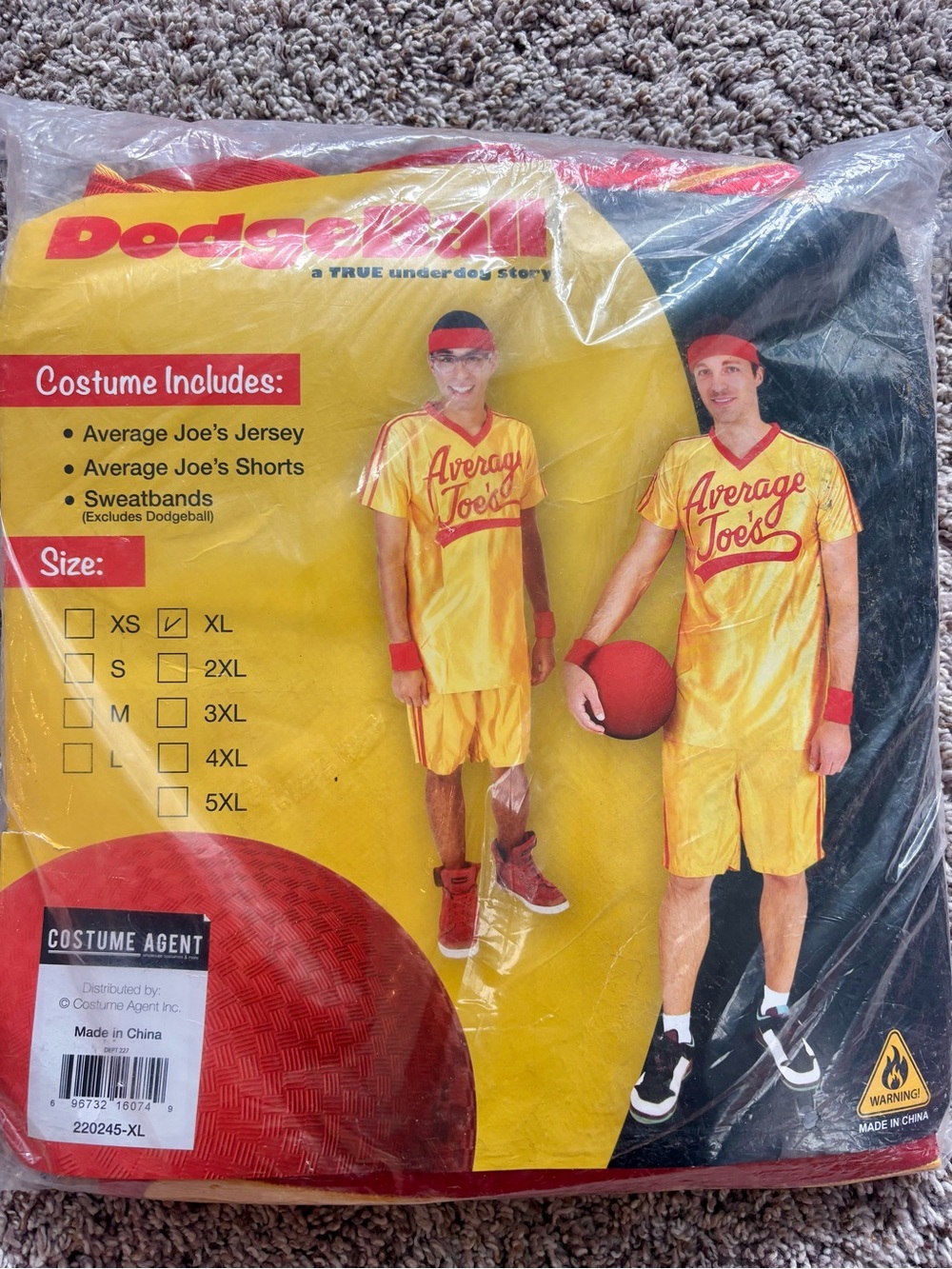 NWT Dodgeball Average Joe's Costume Set Adult XL - Complete Movie Uniform NIP